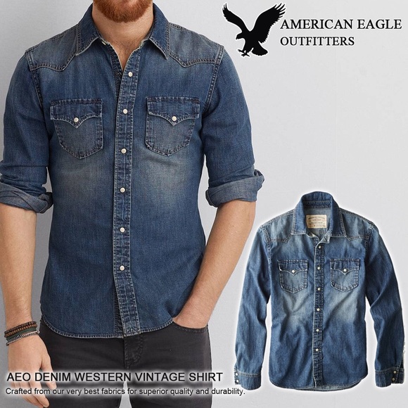 american eagle mens denim shirt